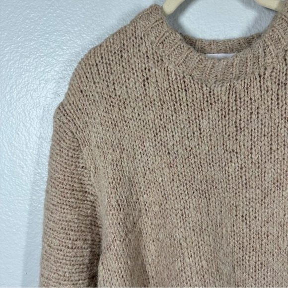 Mila Owen Sweater Women's Medium (F) Tan Wool Alpaca Chunky Lace Sides‎ - Picture 2 of 8